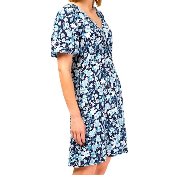 Jeanswest | Sonia V Neck Dress | Blue Floral Print | Size 12 | NWT - Picture 2 of 14